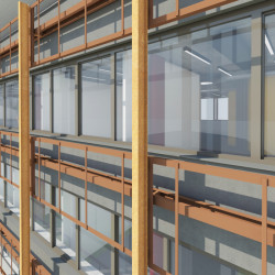 Vizualizace - konstrukční řešení fasády - pohled z vnější strany