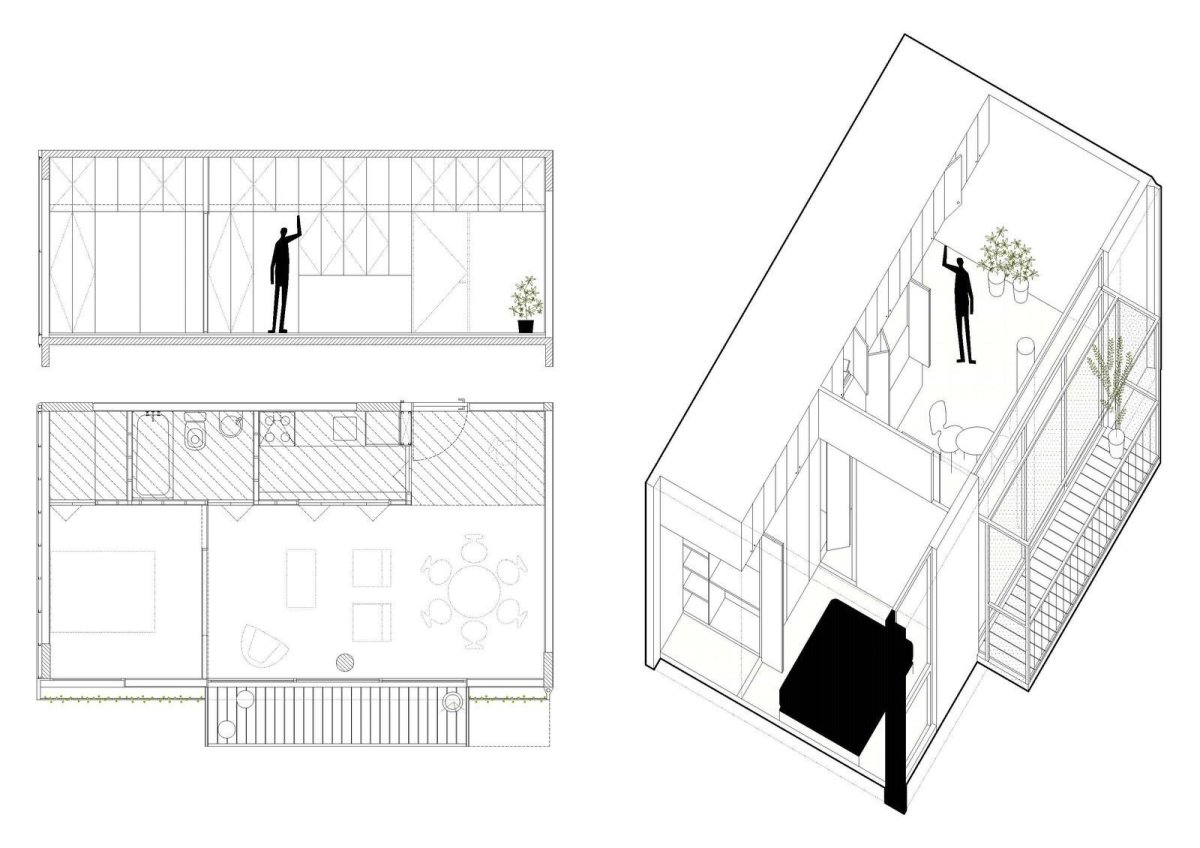 Quintana 4598, IR arquitectura, axonometrie