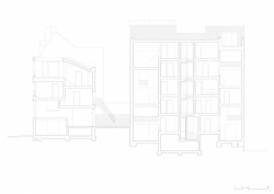 Jaccaud Zein Architects, bydlení v Shepherdess Walk, řez, výkres