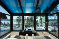 Zimní zahrada v soukromém domě v Oslu, skleněné výplně se zbarvením, Glassteam AS