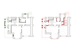 Půdorys 1. NP (Rekonstrukce vily na Vinohradech; Atelier Hajný)