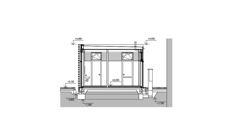 Veřejné WC Petřín, řez, DESIGN Arcom