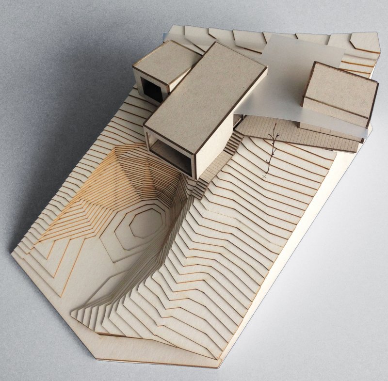 Víkendový dům nad lomem, BLOK architekti, model