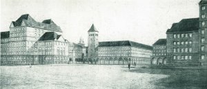 Jan Kotěra, pohled na předmostí Štefánikova mostu v Praze, 1920 (dobový tisk)