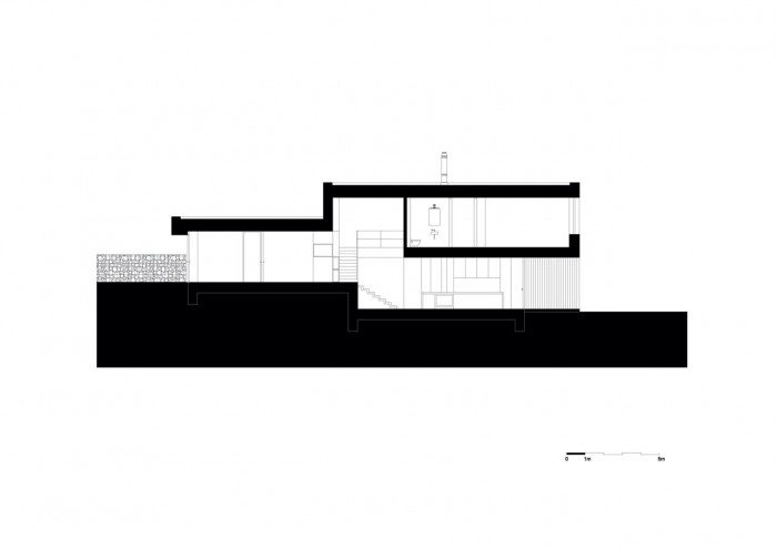 plusminusarchitects, Vrakuňa house, podélný řez – foto