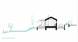 Rekreační domek v Plzni na Mikulce, architectureMADE, řez