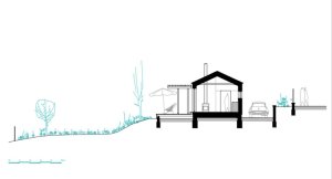 Rekreační domek v Plzni na Mikulce, architectureMADE, řez