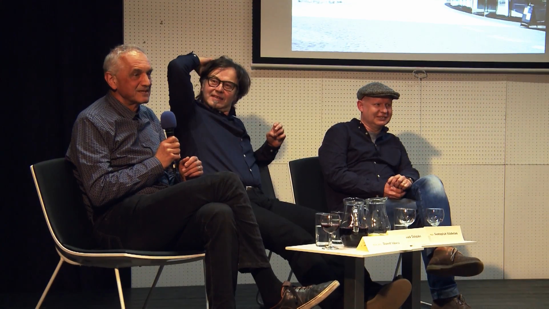 Diskuze Architekti CZ ve Zlíně, zleva David Vávra, Marek Štěpán a Svatopluk Sládeček.