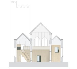 Garden Museum, řez, Dow Jones Architects,