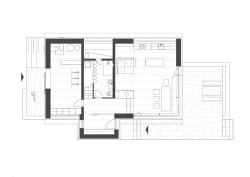 Půdorys přízemí (Chata na Šumavě, ateliér Markéty Cajthamlové)