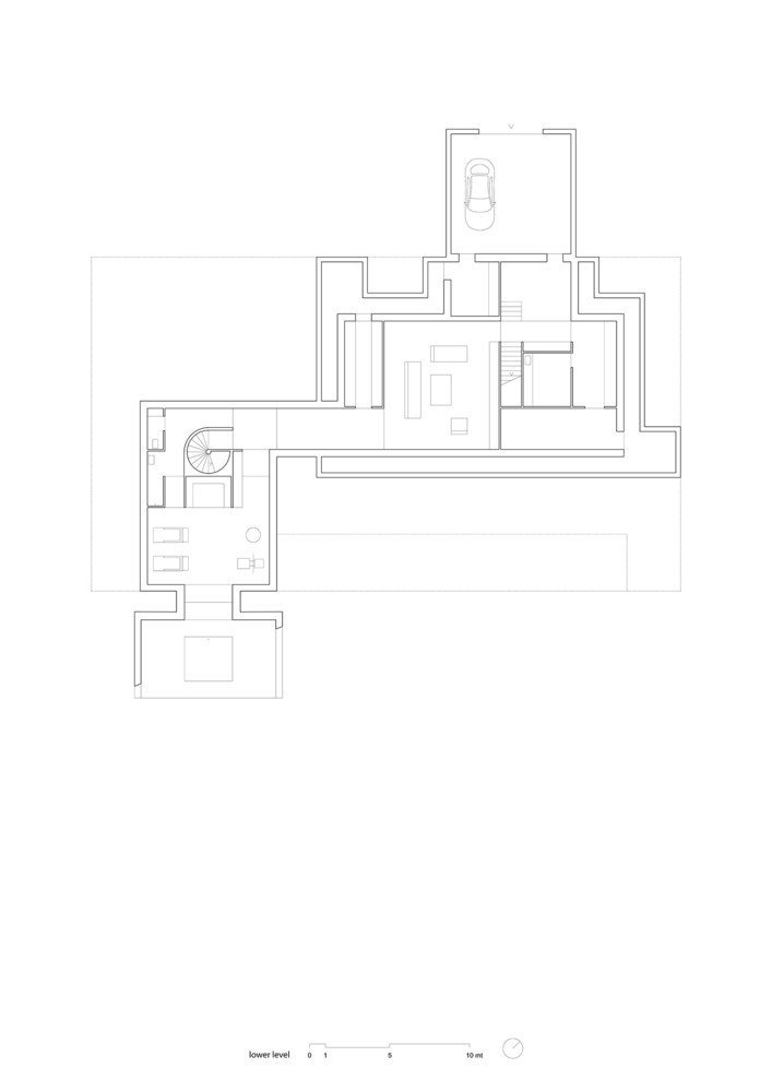 Soukromá rezidence Urbino, GGA architects, půdorys 1 PP.