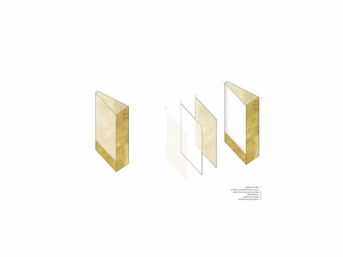 Interiéry předsálí České filharmonie v Rudolfinu, Lenka Míková architekti / Lenka Míková, výstavní panel