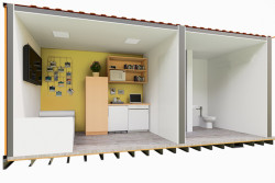 Ubytování pro lidi bez domova v LA, NAC Architecture, schéma