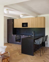 Pohled do bytu v suterénu (Rekonstrukce vily na Vinohradech; Atelier Hajný)