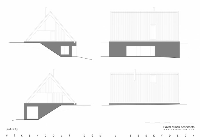 Víkendový dům v Beskydech, Pavel Míček Architects, pohledy