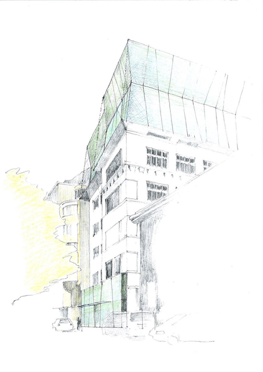 Skica projektu rekonstrukce od architekta Stanislava Fialy.