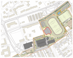 Lokalita zamýšlené víceúčelové sportovní haly