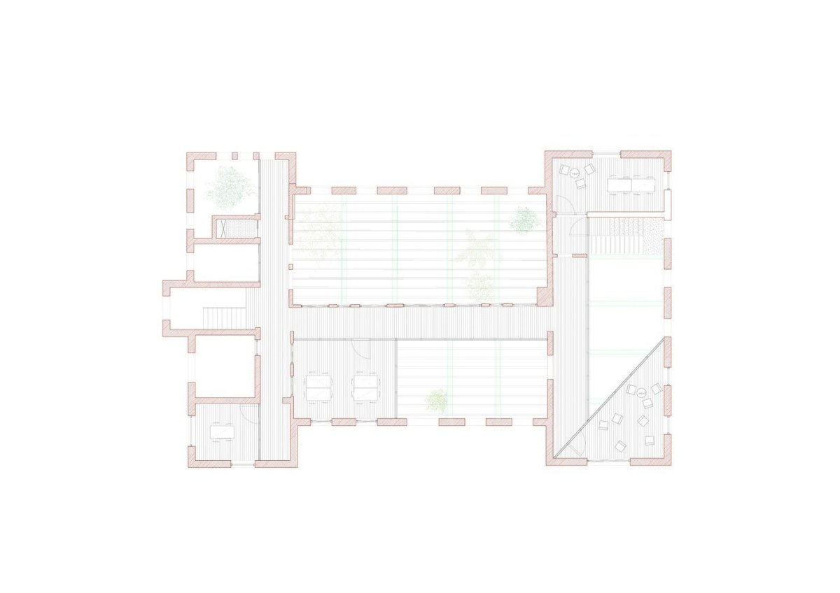 Přestavba psychiatrické léčebny PC Carritas v Belgii, Architecten de vylder vinck taillieu, výkresy