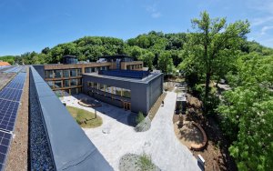 Škola v Českobrodské ulici od  ECOTEN: Pohled na vegetační střechu