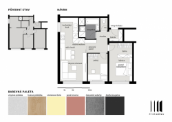 Půdorys bytu. Studio ČTYŘI STĚNY, Rekonstrukce bytu v Krči - foto
