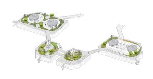 Axonometrie (Rekonstrukce Křižíkových pavilonů na Výstavišti)
