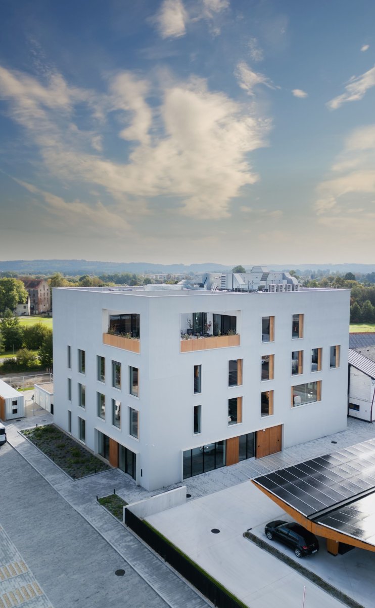 Čtyřpodlažní dřevostavba BudexHub