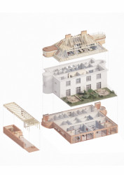 Axonometrie (Rekonstrukce a přístavba k vile v Praze-Vinohradech, PAPUNDEKL ARCHITEKTI)