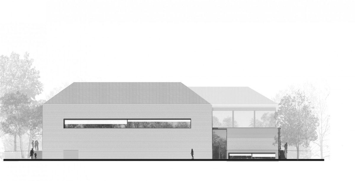 Městská hala Modřice, Atelier bod architekti, pohled jih