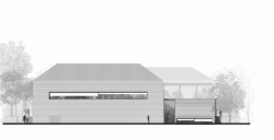 Městská hala Modřice, Atelier bod architekti, pohled jih