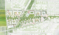 Situace - "Nové Dolíky”, udržitelná čtvrť ve Slaném, společně s bauchplan ).( (Německo) - soutěž 2023-24 - 1. místo