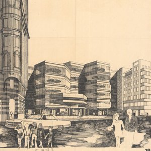Západní architektura, oblečení i automobily. 