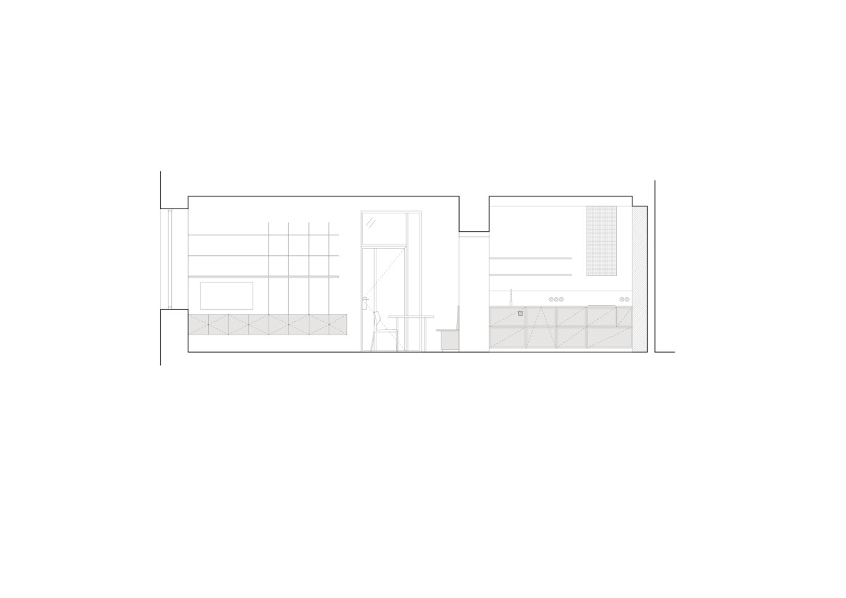 Řez (Byt Bulharská; Anna Koukolová architekti)