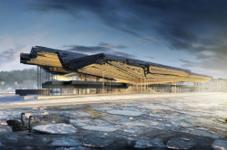 Gilles Retsin ve svém projektu nového Guggenheim Muzea v Helsinkách využívá digitální metody navrhování a ekologický přístup – používá především recyklované a méně hodnotné dřevo.