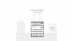 Komunitní sportovní centrum pod Nuselským mostem, příčný řez, Kristýna Vyslychová