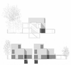 Alison Brooks Architects, Herringbone Houses, řez domem, výkres