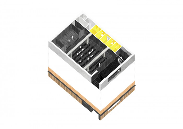 VIOLA centrum pro umenie, axonometrie, zerozero