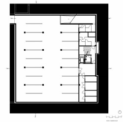 Polyfunkční dům Kvítková, půdorys 1PP, Chládek architekti