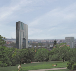 Návrh studentského bydlení v Holešovicích, vizualizace, Matěj Střecha.