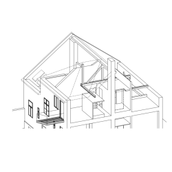 Rekonstrukce domu v Jindřichově Hradci, Matěj Šebek a Martin Petřík: Axonometrie