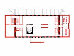 Revitalizace nádraží Bubny na Památník ticha, půdorys 2NP, ARN Studio