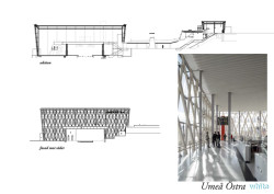 Řez a pohled (Vlaková stanice Umeå Östra, White Arkitekter)