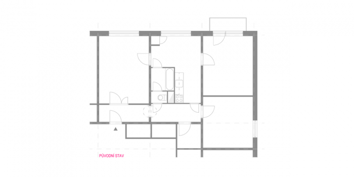 ARCHANTI, Rekonstrukce bytu v Jihlavě, půdorys - foto