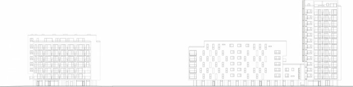 Polyfunkční soubor Seberíniho, PMArchitekti - POHLED ZÁPADNÍ