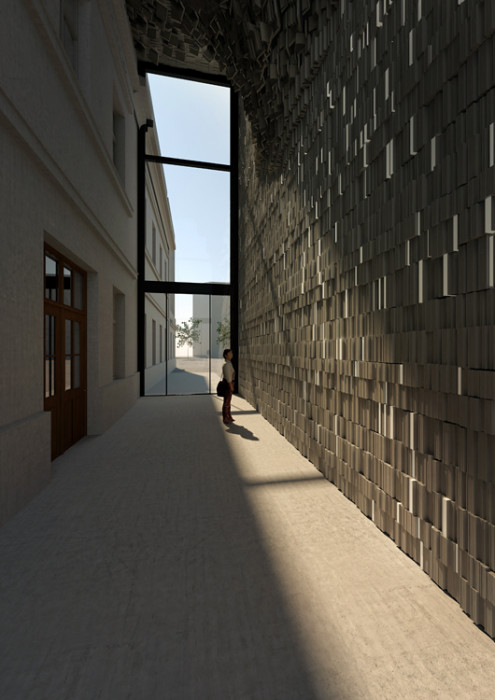 Revitalizace nádraží Bubny na Památník ticha, vizualizace vstupního prostoru, ARN Studio