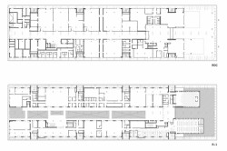 Nantes Saint - Nazaire higher school of fine arts, půdorys 1+2NP, Franklin Azzi Architecture