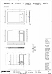 Dílenský výkres stěny vygenerovaný v programu Allplan Precast