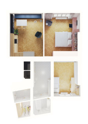 Schéma (Rekonstrukce bytu na Letné; 0,5 Studio)