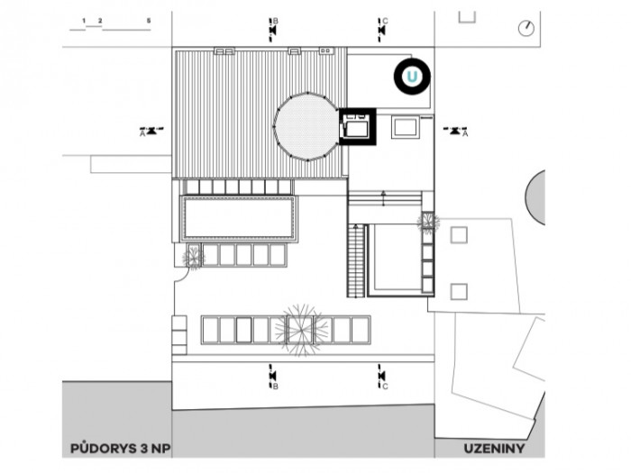 Bývalá Výrobna uzenin v Nuslích, Atelier Hoffman, půdorys 3NP