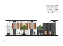 Řez (Restaurace Pizza 4P’s v Hanoji od česko – vietnamského studia ODDO)