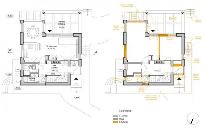 Rekonstrukce vily Propast, půdorys, Adam Rujbr Architects